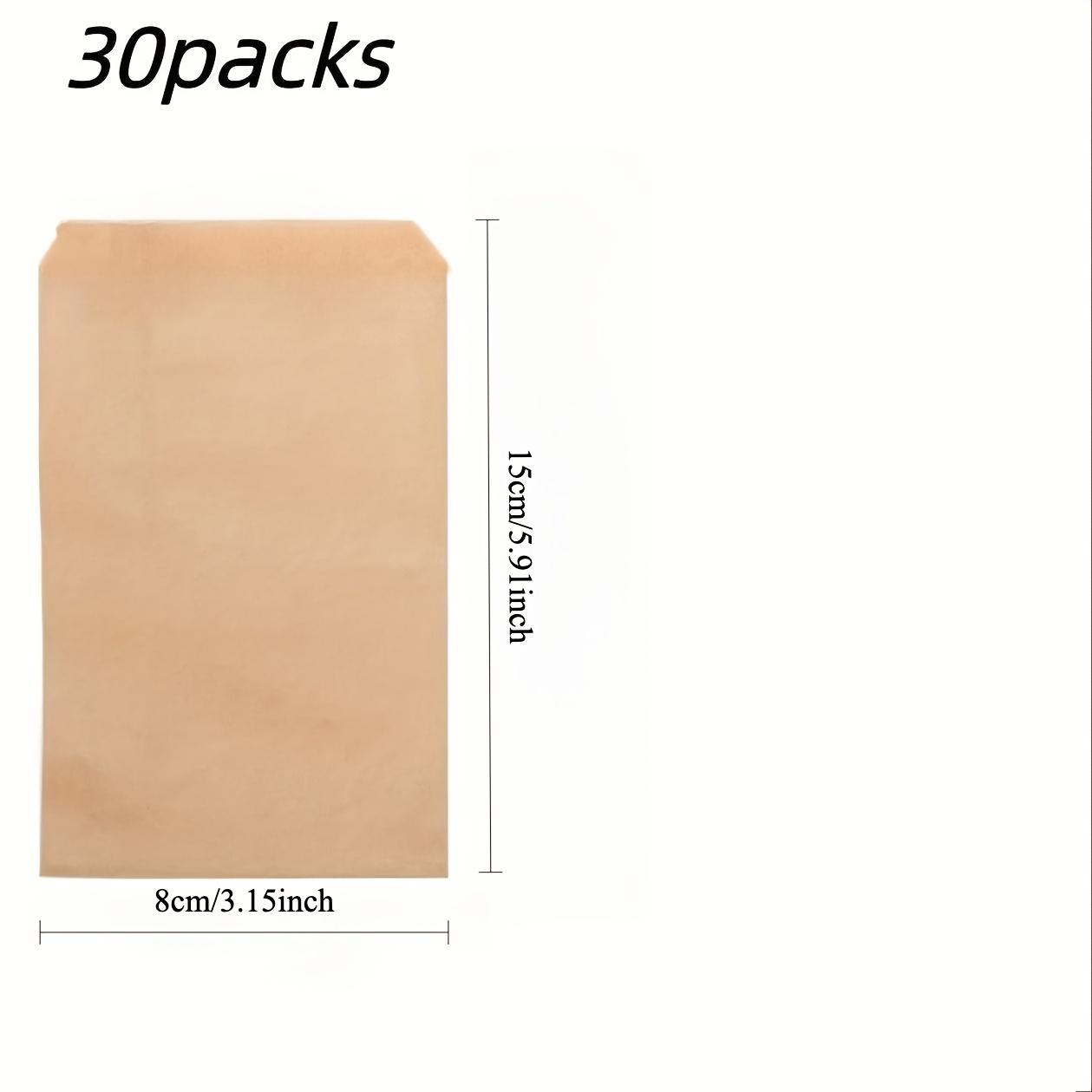 TEMU Regalo para Ella/Él, 30 Bolsas de Papel Marrón para Snacks (3×5/4×6/5×7 Pulgadas), Bolsas Tipo Sobre, Bolsas Pequeñas para Regalos de