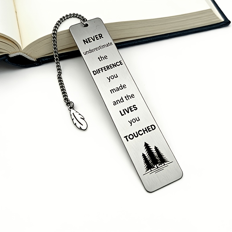 TEMU 1 marque-page en acier inoxydable "Never " avec gravée, marque-page en métal avec clip pour étudiant, marque-page métallique "You ", cadeau de