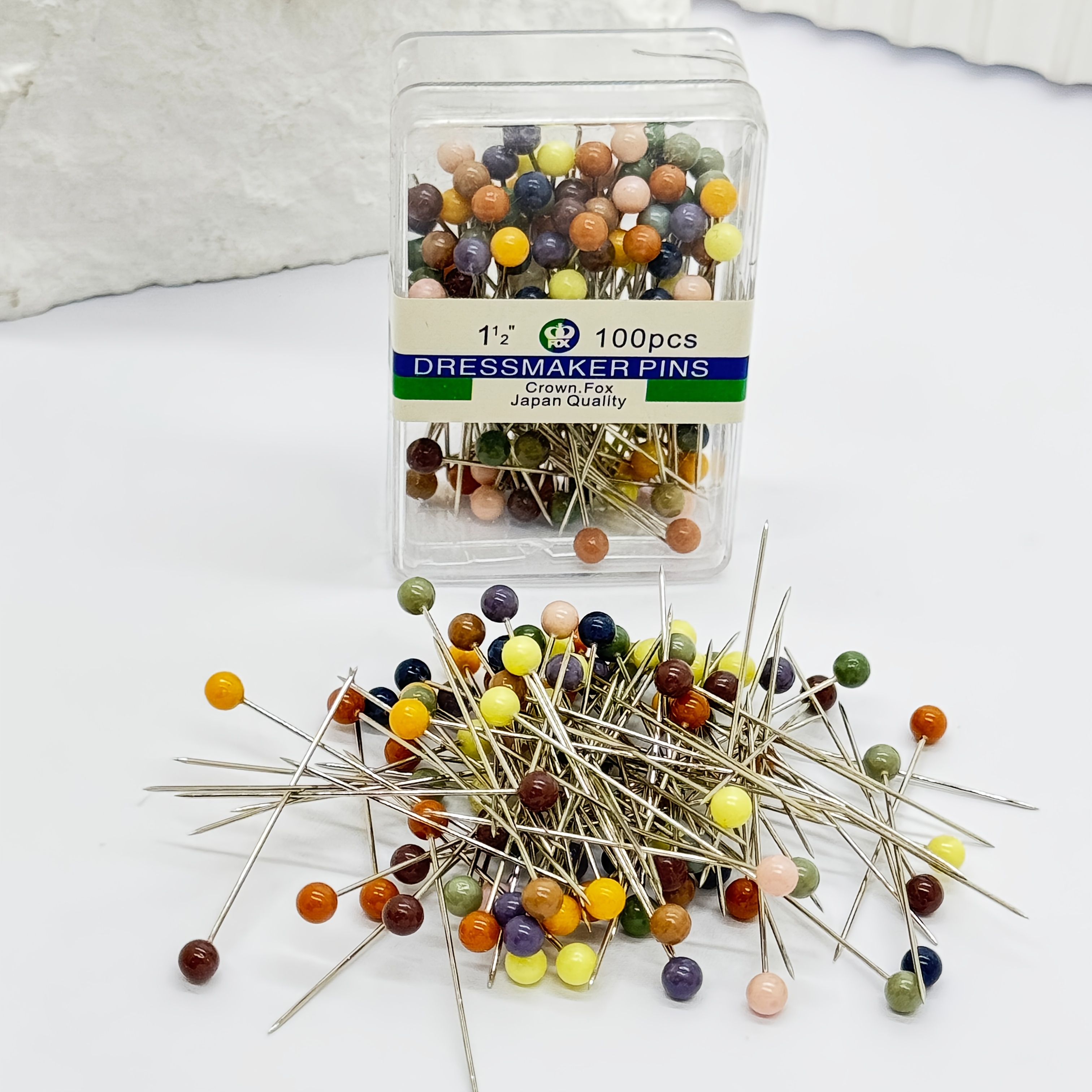 TEMU 100pcs/box Women's Fashion Shaping Pins Sewing Large Headed Pins Floral Color Silk Scarf Needles