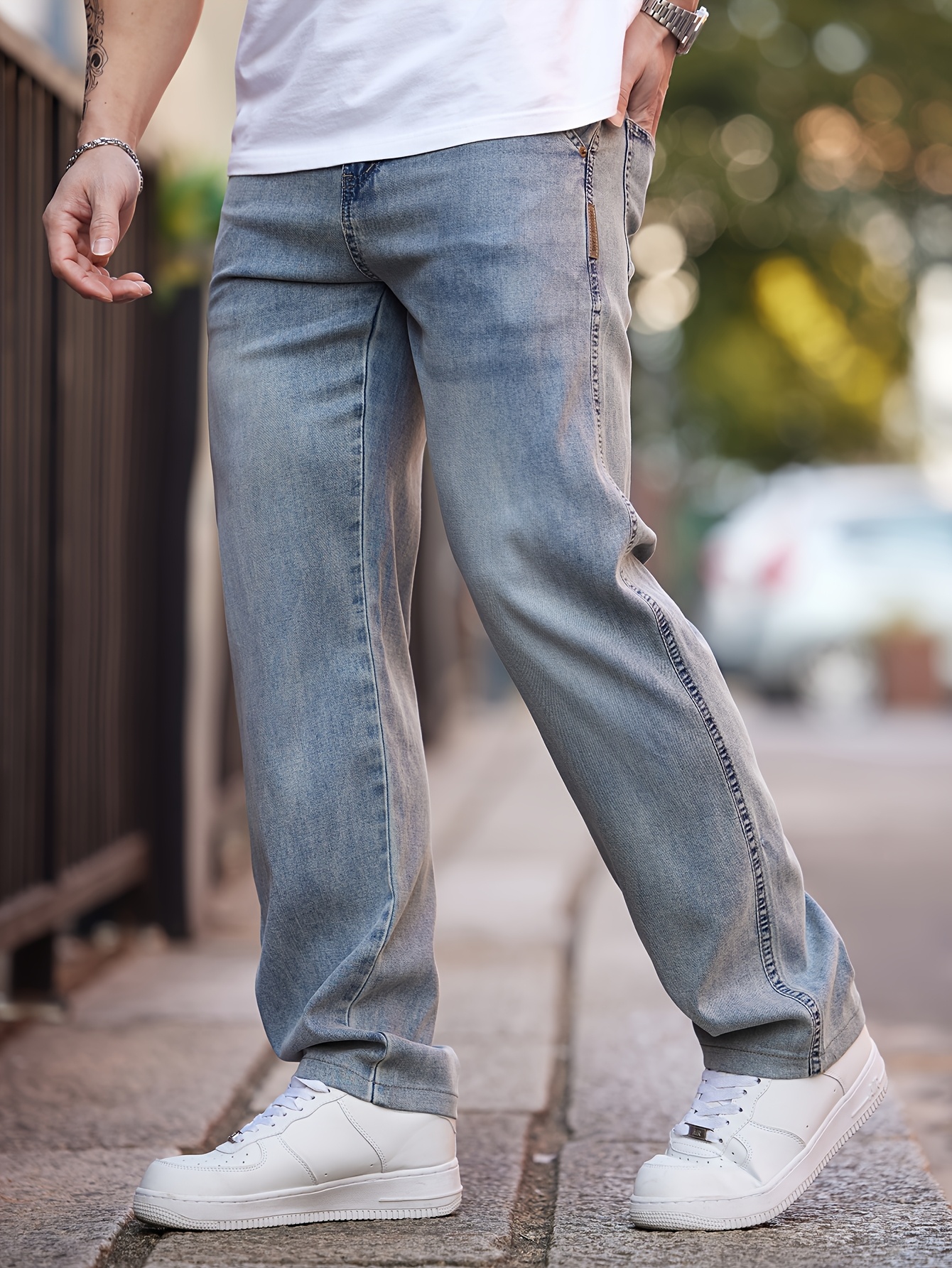 2025 Spring/Summer New Embroidered Men'S Straight Pants, Stylish Streetwear Versatile Cool Trendy Men'S Faux Denim