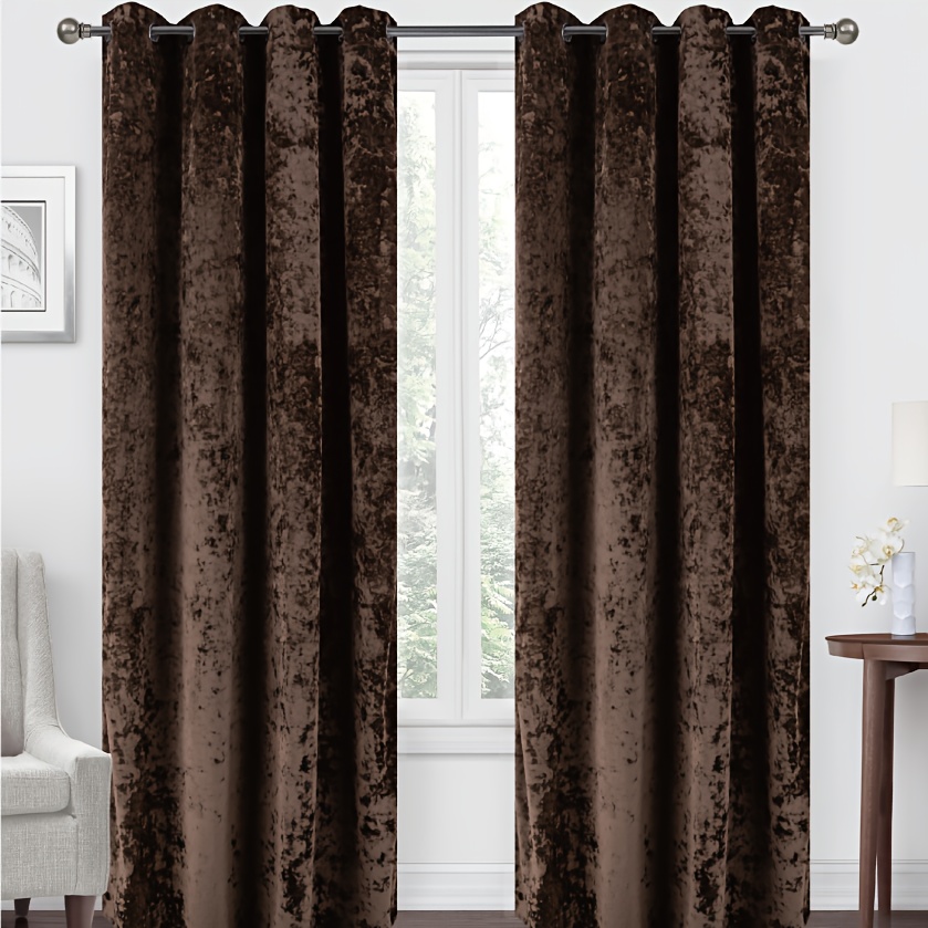 TEMU 1pc Packed - Ice Velvet Thick Cloth Blackout Curtains, Shading Degree Above 85%, Size 140x260cm, Colors, Vertical And Beautiful, Shading And