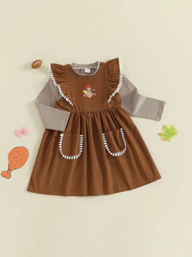 cute toddler dresses thanksgiving BemeyourBBs Toddler Baby Girl Thanksgiving Dress Outfit Baby Girls Summer Fall Smocked Dress Clothes Cute Turkey Embroidery Puff Long Sleeve Doll