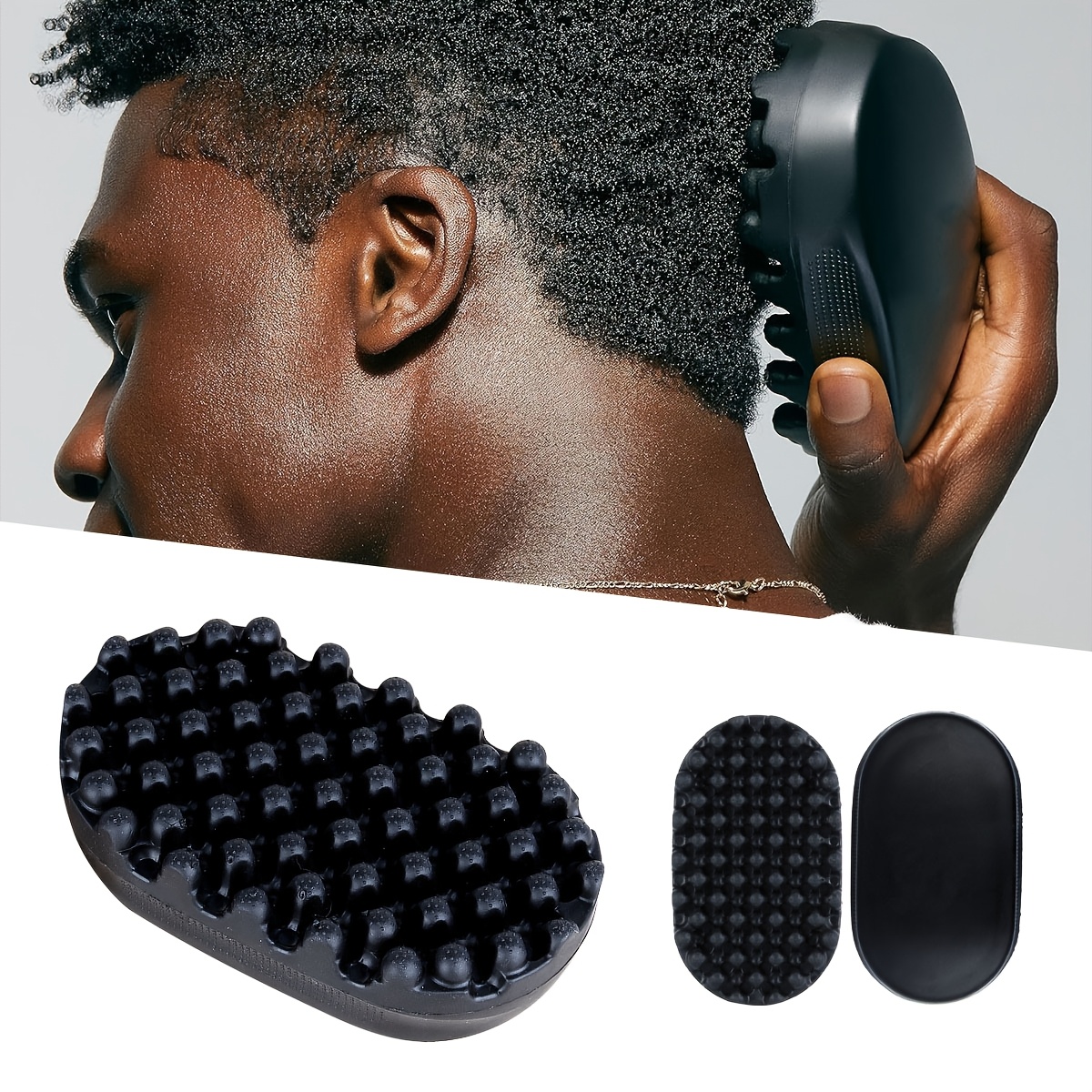 

Curl Hair Silicone Brush, Curly Hair Wash Brush With Rubber , Finishing Comb And Abs Plastic Handle For Barbers And Daily Use