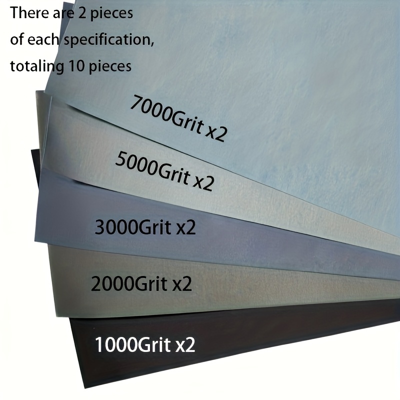 E-shop Neues 10-tlg. Set extrafeines Nass-Schleifpapier (Körnung 1000, 2000, 3000, 5000, 7000) – Karbonisiertes Schleifpapier, kompatibel mit
