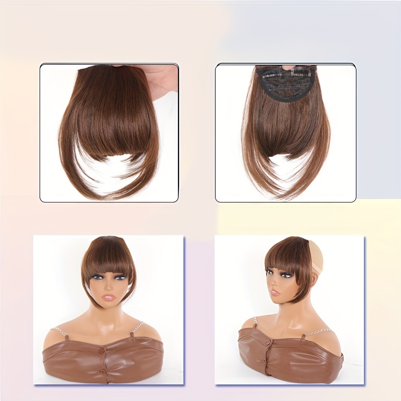 clip in synthetic hair bangs extension natural straight fringe for women heat resistant hairpiece for cosplay     hair accessory hair accessories details 4