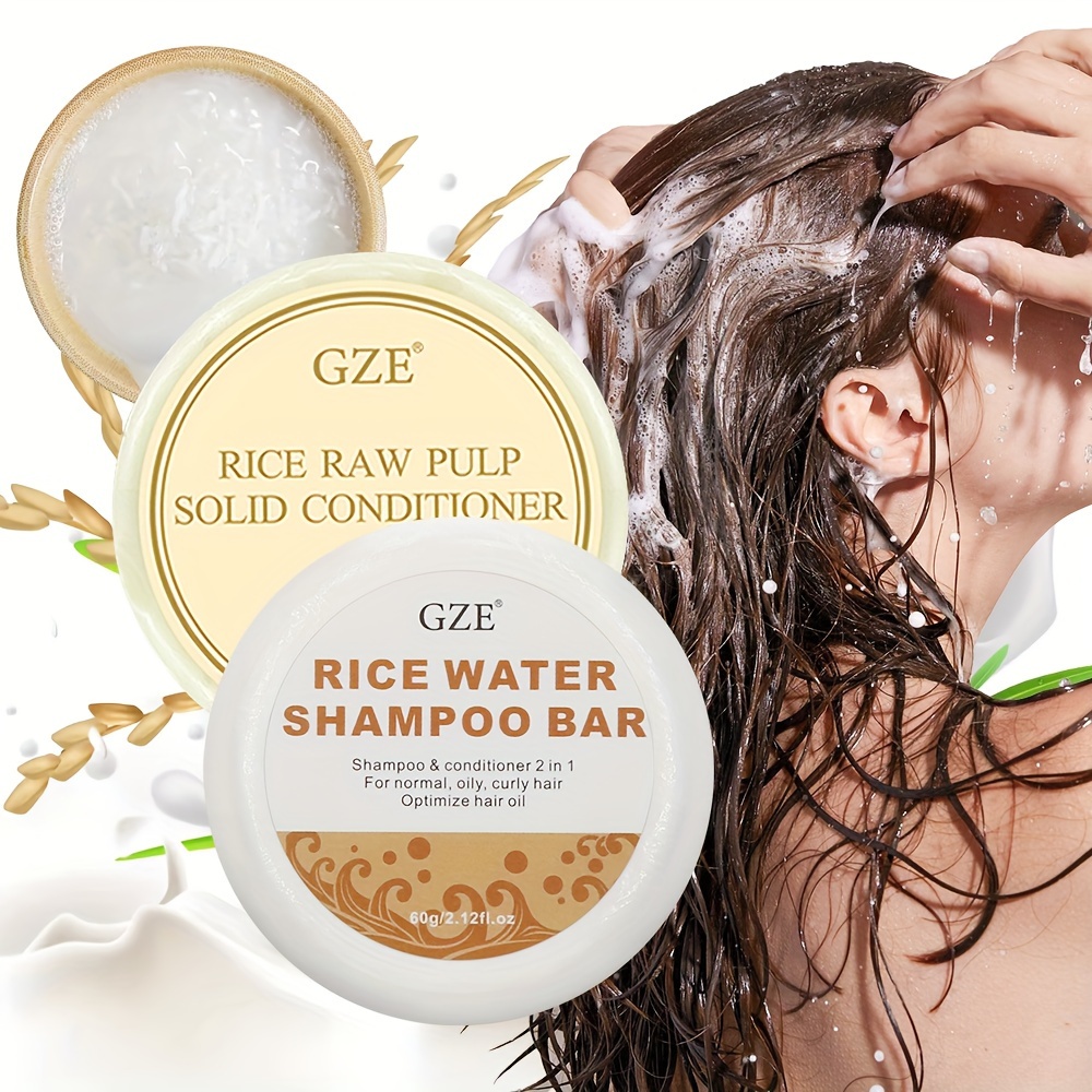 

Rice Water Shampoo Bar/ Rice Pulp Solid Conditioner, Hair Care Shampoo For Hair Strengthening And Hair Moisturizing