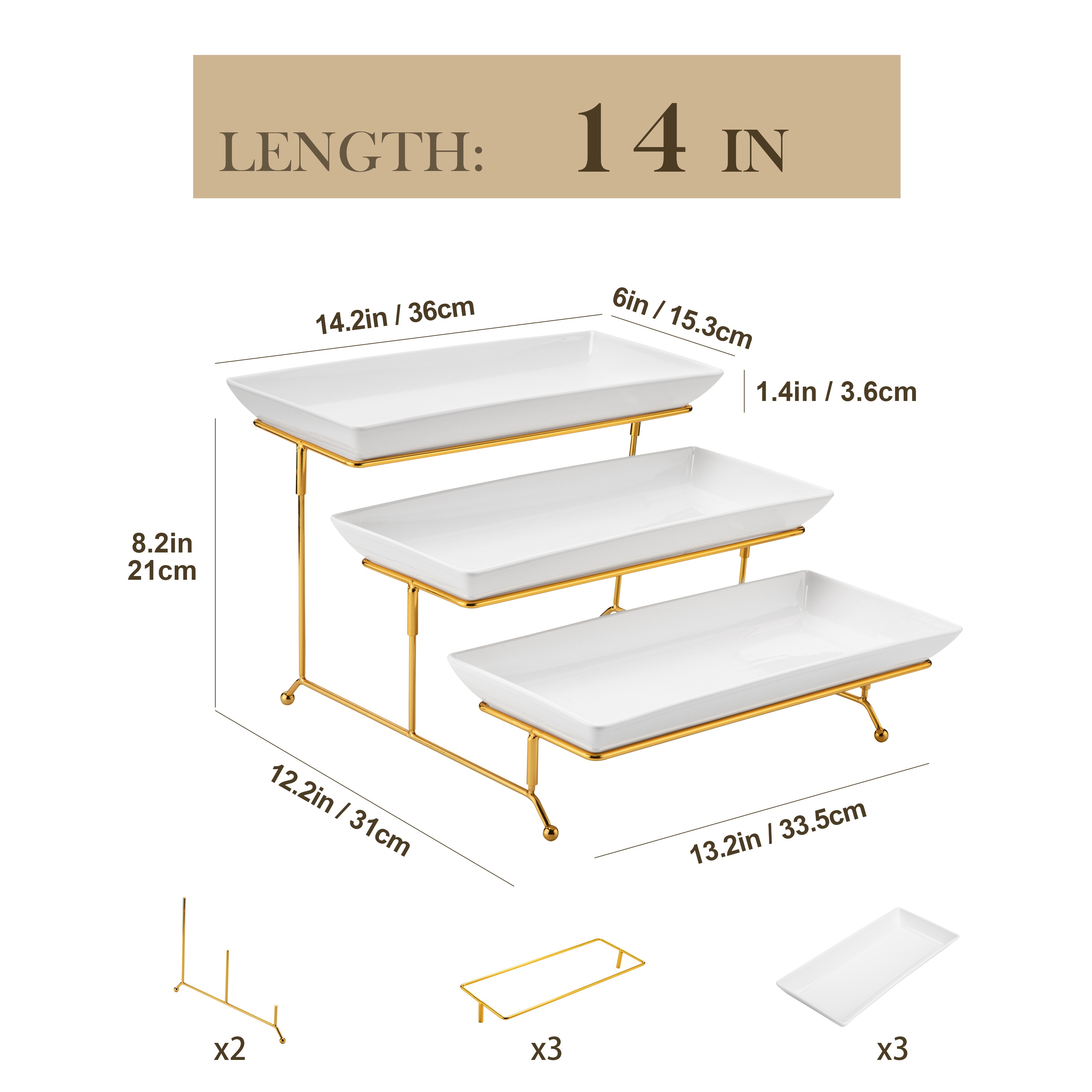 Image of 3pcs Sushi Plates, Serving Dishes For Entertaining, Food, Appetizers, Desserts, Cheese Board, Charcuterie, Sushi - Set Of 3 Party Trays, 12/14-inch Sushi Plates, White/black