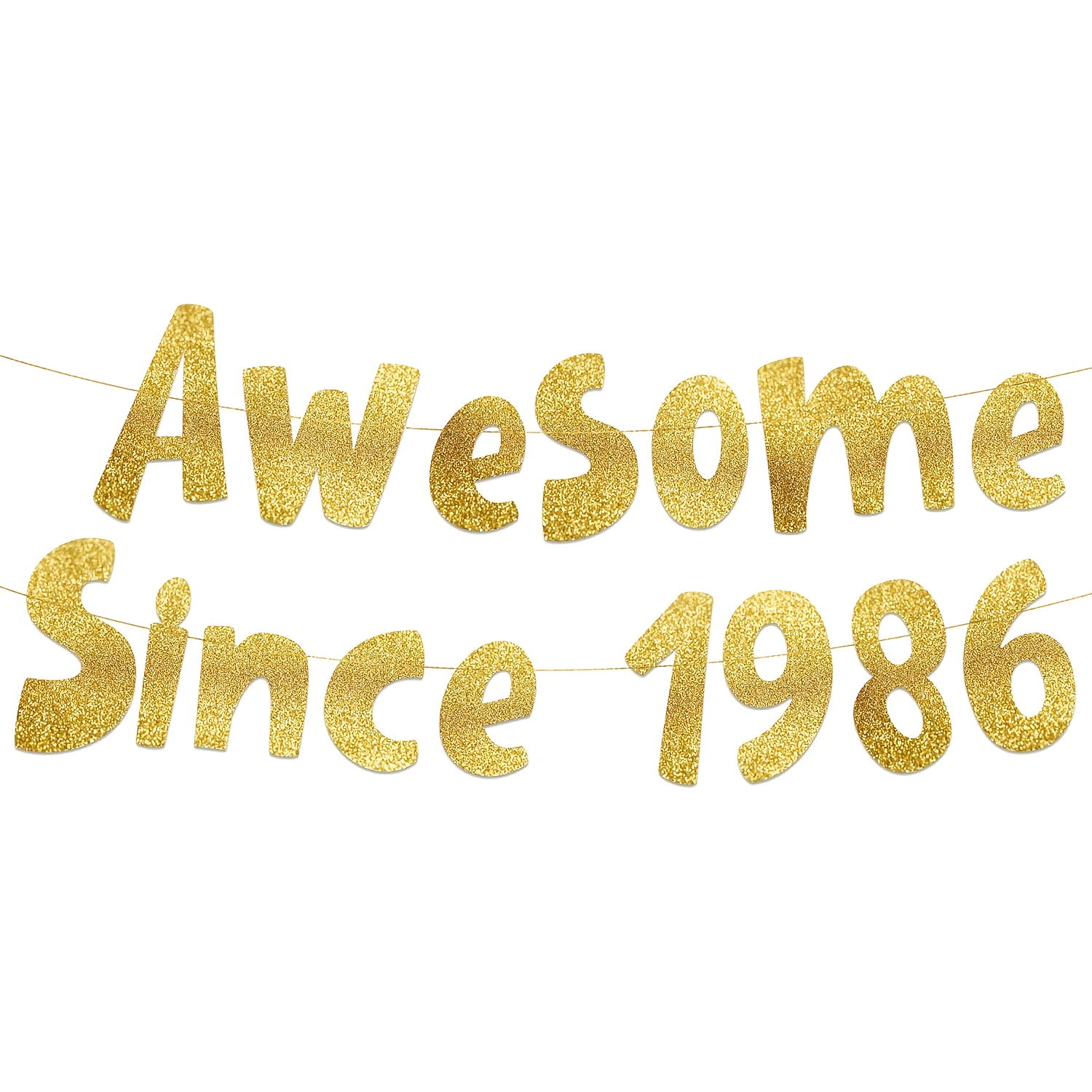 Great Golden Glitter Banner - 39th Birthday And Anniversary Party Decorations, 40th Banner Pre- No Diy Needed