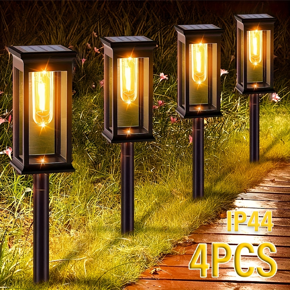 4pcs outdoor solar lights ip44 bright and long lasting solar landscape street lights solar garden lights for yard  