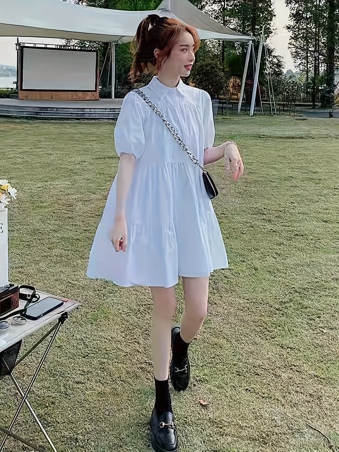 t shirt dress korean style Womens Dresses T Shirt Dress Korean Style 2025 Autumn New Korean Fashion  Simple Solid Shirt Dress