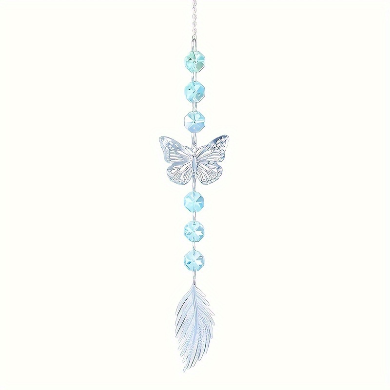 Image of With & Feather - Glass Wind Chime For Indoor/outdoor Garden, Lawn, Porch, Balcony Decor