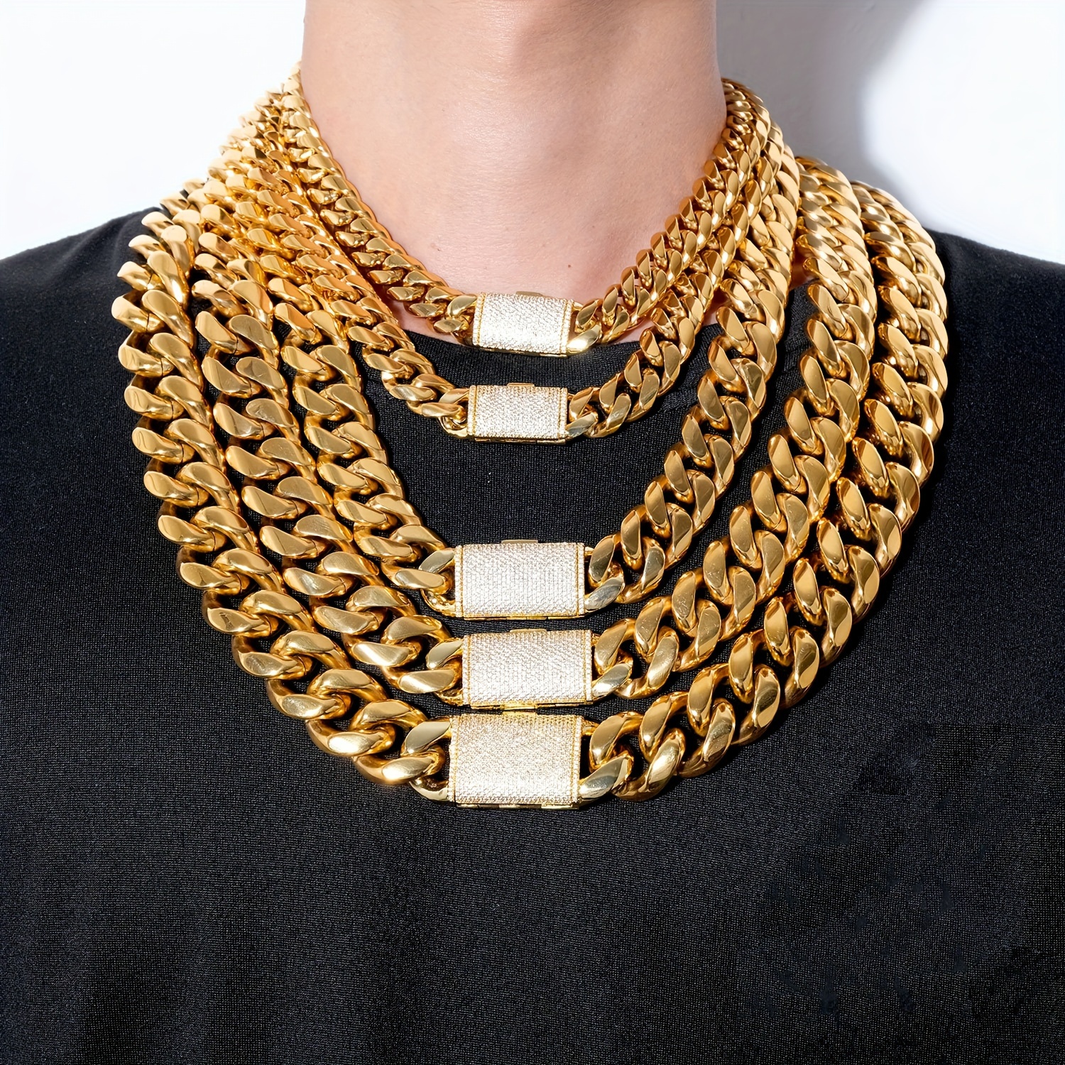 Men's Zirconium Necklace Bracelet Set