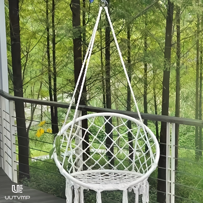  hanging chair hanging basket camping woven hanging basket swing leisure hanging basket chair garden hanging basket swing hanging chair with backrest balcony hanging basket suitable for leisure and entertainment balcony garden camping Product details 2