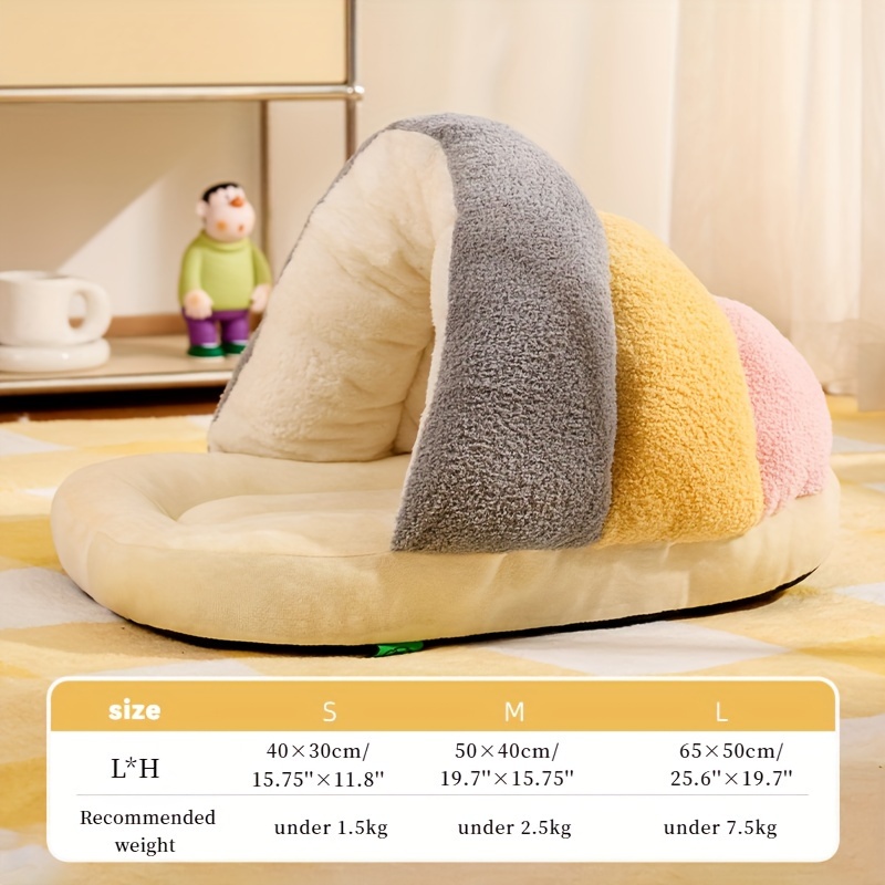 1pc cozy contemporary cat bed cave soft polyester fiber pet bed with warm blanket indoor cat and small dog house easy assembly comfortable sleeping nest for kittens and puppies Product details 1