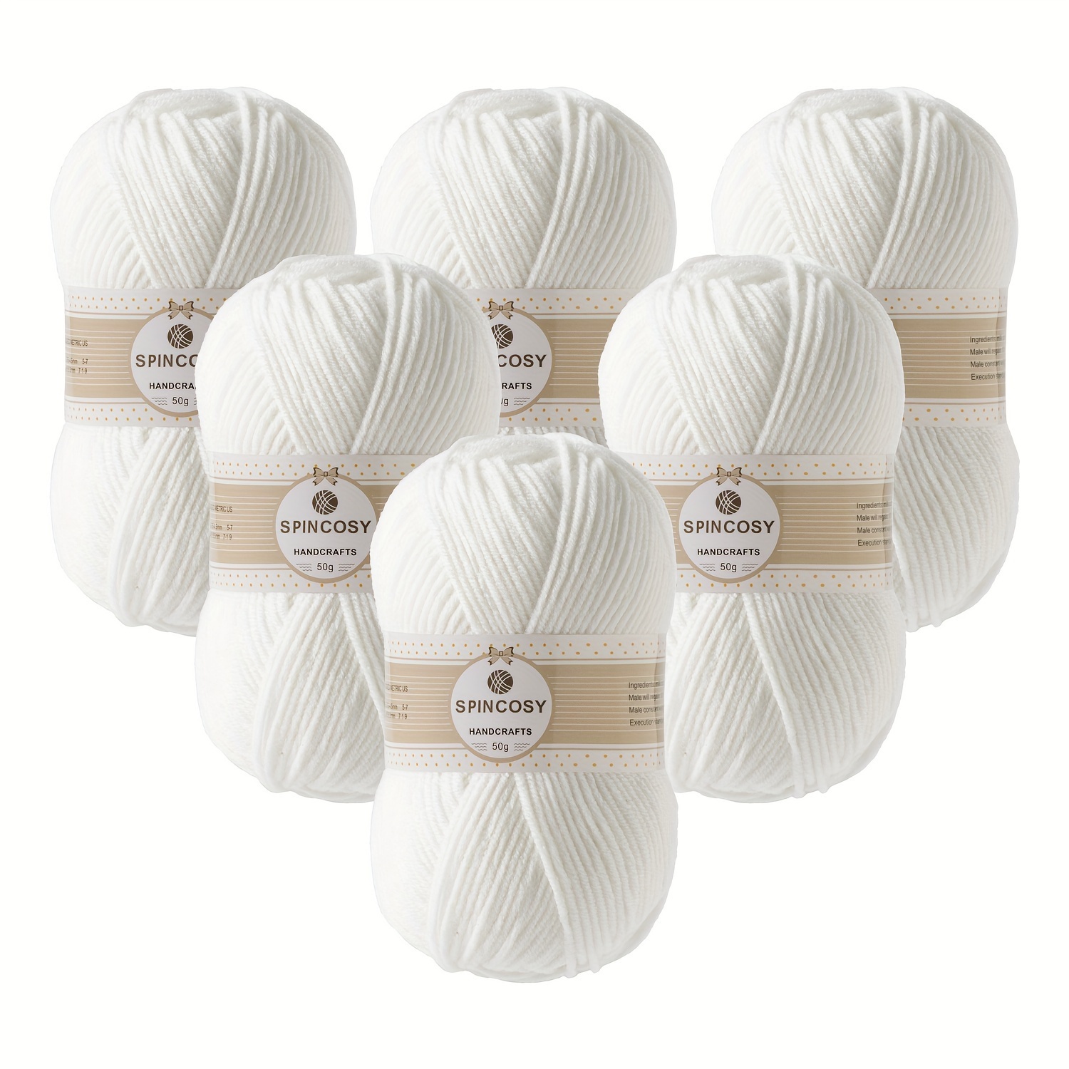 TEMU 6 Écheveaux de Fil à Crochet Tricoté à 4 Plis, et Confortable, 100% Acrylique, Idéal pour Crocheter des Écharpes, Pulls, Châles, Couvertures,