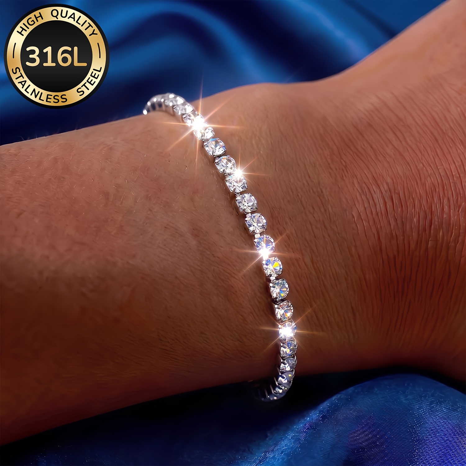 TEMU Pulsera de acero inoxidable 316L chapada en oro de 18K para mujer, joyería resistente y a la decoloración, adiciones modernas y elegantes, para