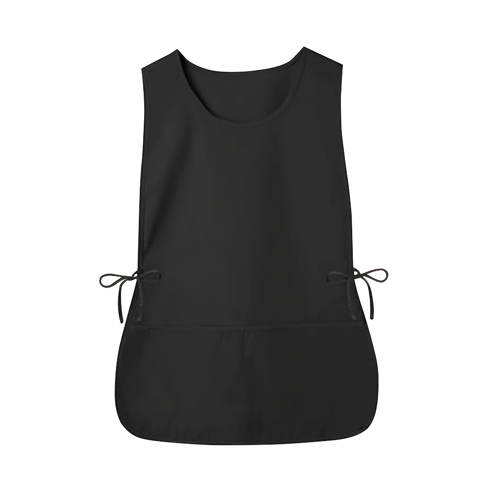 TEMU 1 Black Polyester Apron, Practical Work Apron, Kitchen Household Apron, Unisex, Bib Apron