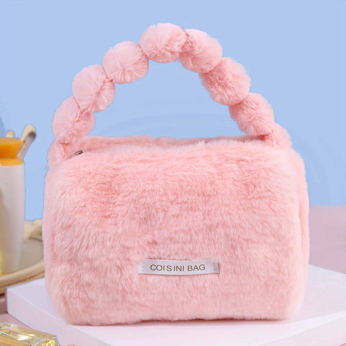 Image of Easy Women's Handbag Large Capacity Makeup Bag Plush Handbag Convenient Multifunctional Handbag Storage Bag