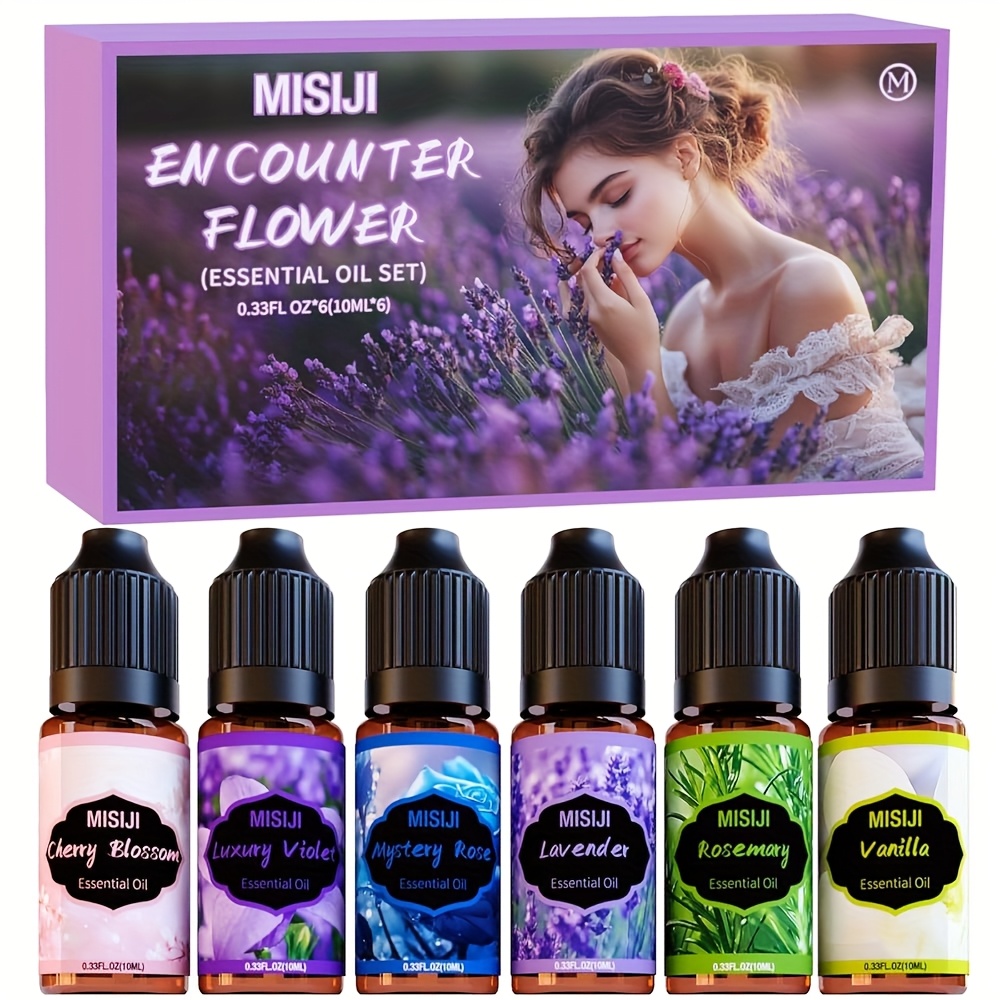 TEMU 6pcs Flower Essential Oils Collection, For Home, For Diffusers, Humidifiers, And Candle Crafting, Long-lasting Scent (6&times;10ml) - Perfect Gift For Women, , And . Great For Summer And Fall
