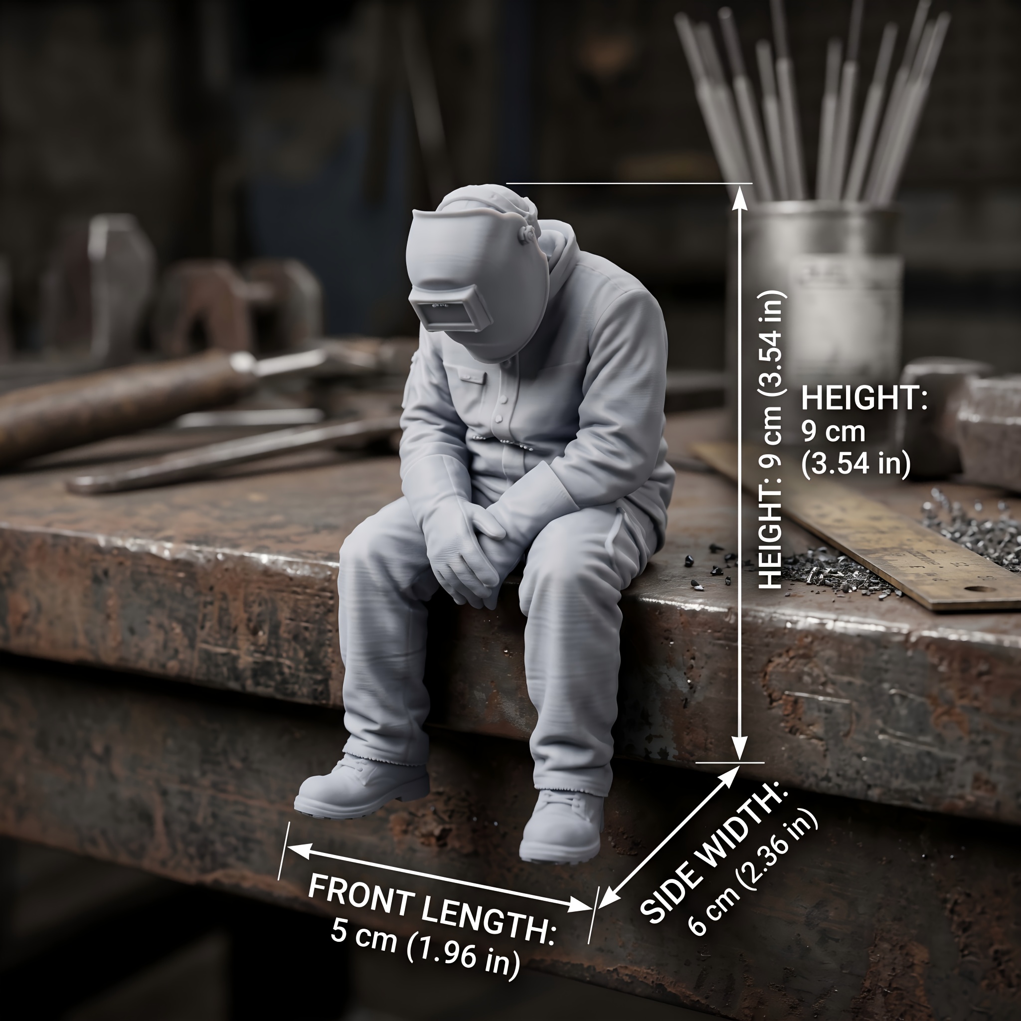 TEMU Ornement de soudeur au sur une étagère, figurines pour Halloween, décorations de Noël, figurine à peindre soi-même non , décoration de bureau à
