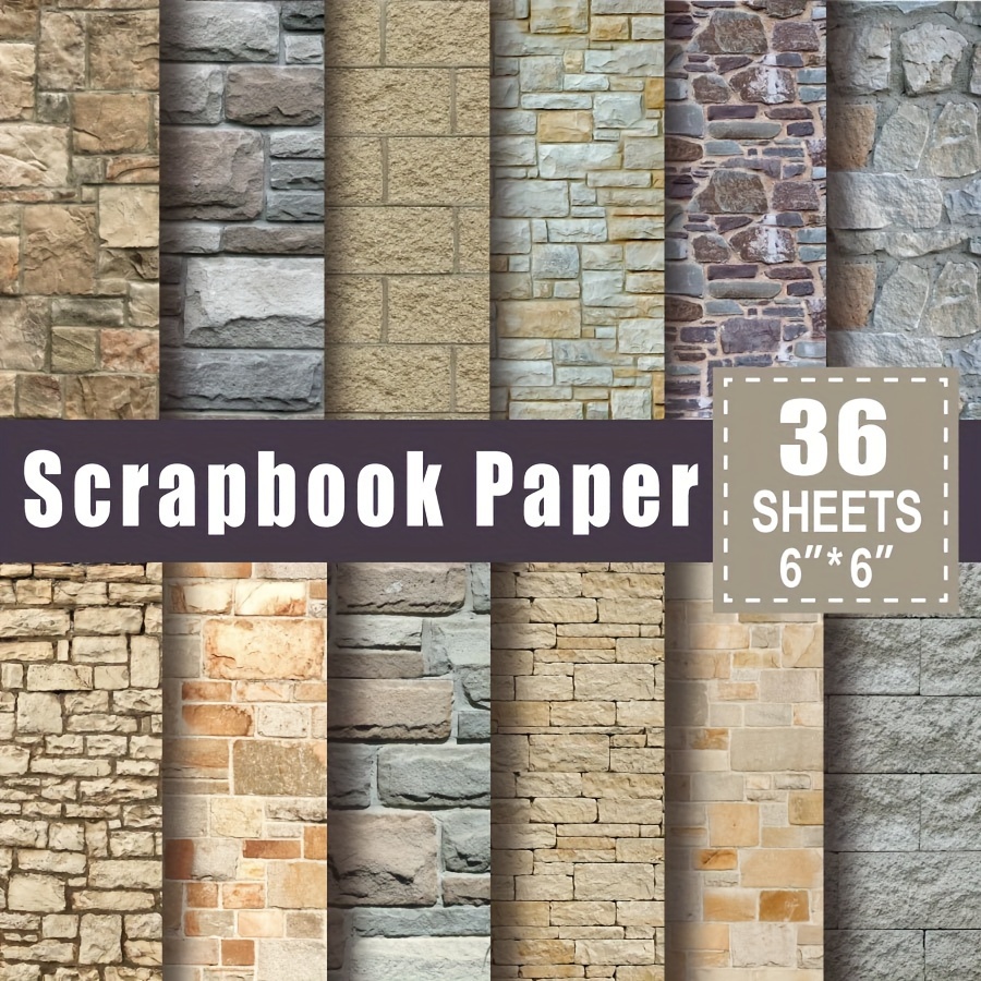 

36 Sheets Scrapbook Paper Pad In 6*6", Art Craft Pattern Paper For Scrapingbook Craft Cardstock Paper, Diy Decorative Background Card Making Supplies – Stone Bricks