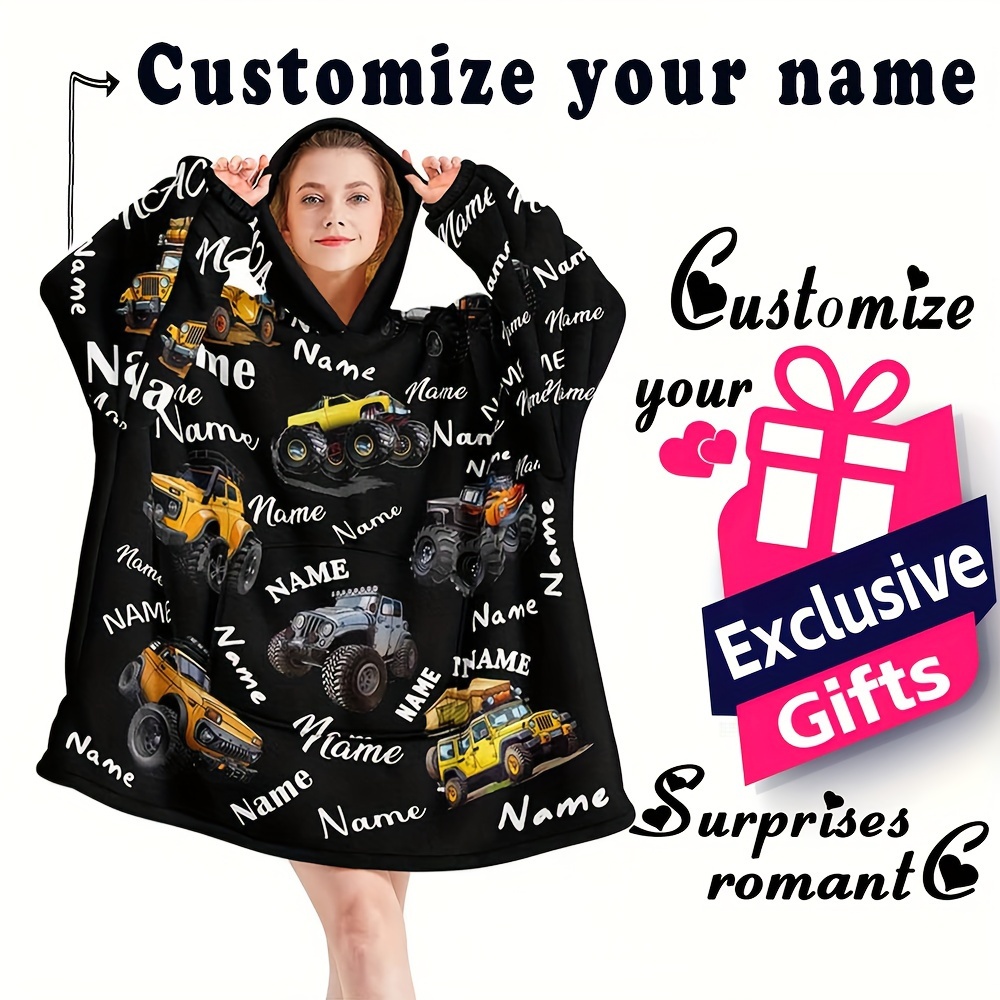 

1pc Custom Name Dirt Bike Wearable Blanket, Adult Men Women's Cool Dirt Bike Hooded Blanket, Warm And Comfortable Hooded Blanket With Big Pockets, Gift Blanket For Boyfriend Men