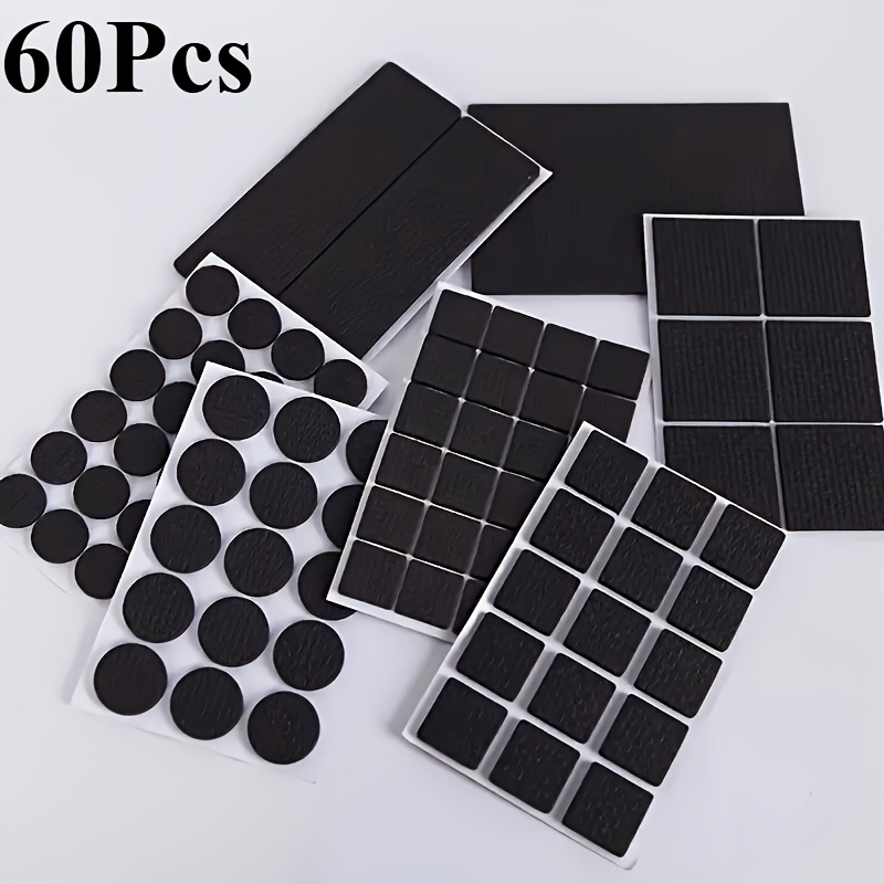 TEMU 60pcs (30 Round Pieces + 30 Rectangular Pieces) Multi-functional Self-adhesive Furniture Pads - Trimmable Anti-scratch Floor Protectors, Durable