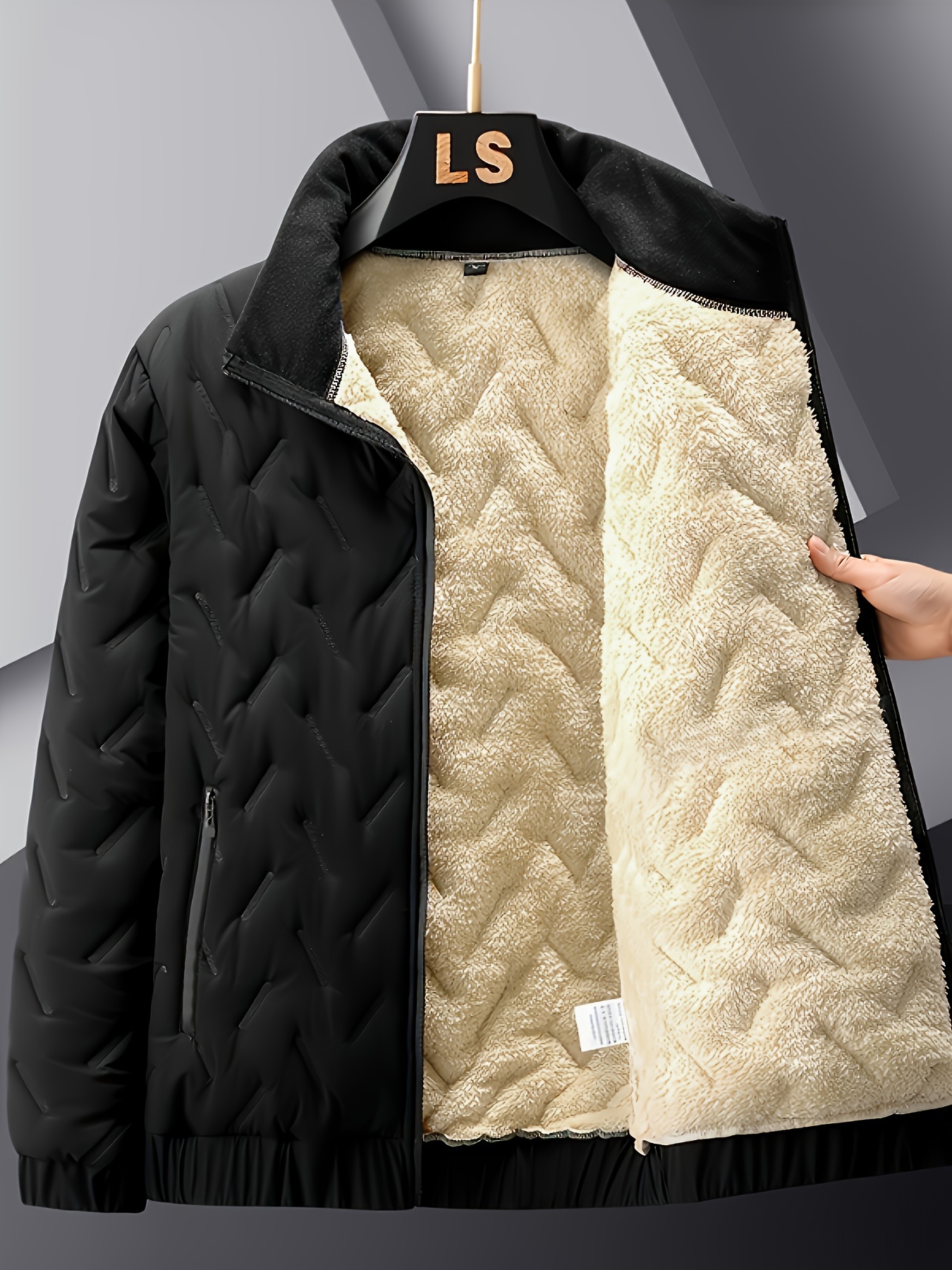 *'* Color Fleece Lining Thickened Warm Jacket, Casual Stylish Long Sleeve  Coat Winter And Autumn Outdoor Clothes, As Gift