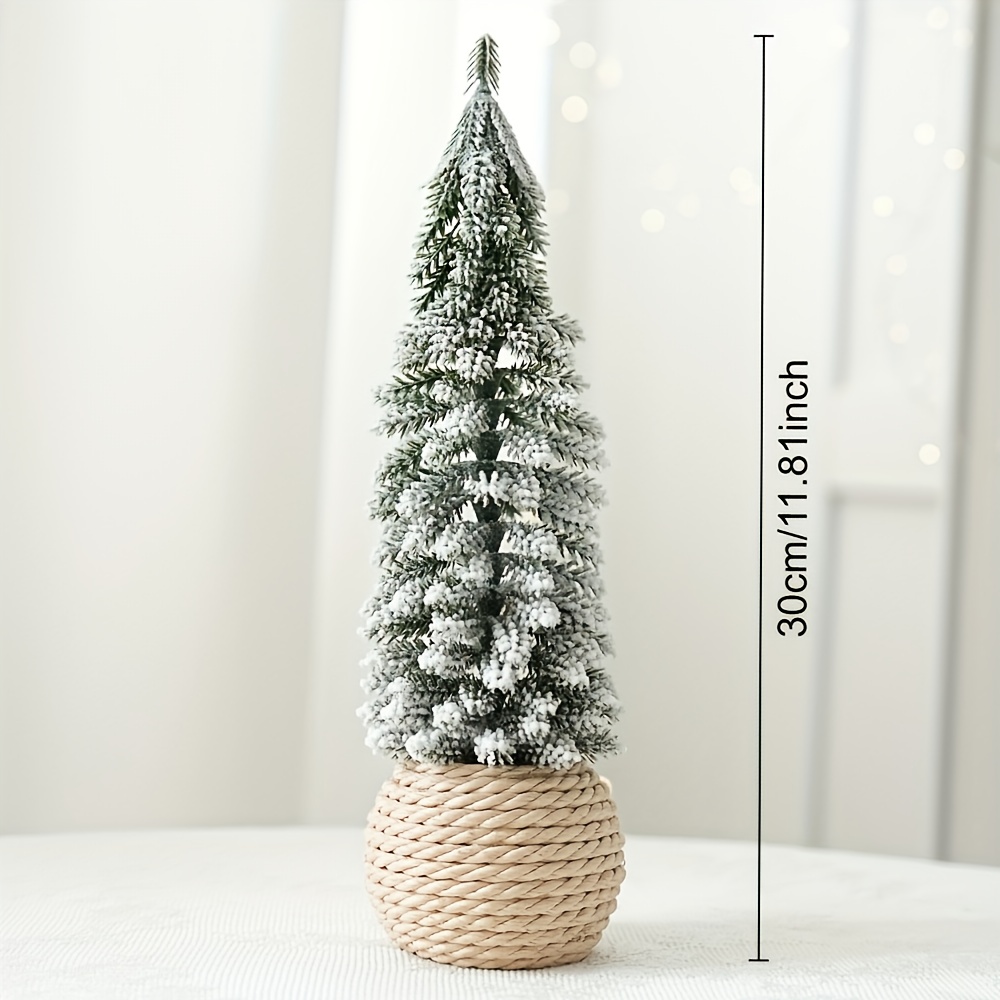 High-quality Small Artificial Christmas Tree With Rope-wrapped Base, Durable Pe Material – Perfect For Decor And Office Festive Atmosphere, Ideal Gift, Halloween Decor