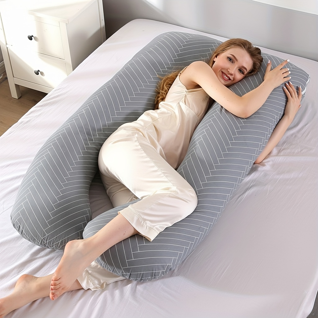 Image of Topchances Detachable U-shaped Pregnancy Pillow 60 X 120cm, Durable High Side Sleep Support Cushion For Pregnant Women, Comfortable Sleep Pillow For Home Bedroom Daily Rest