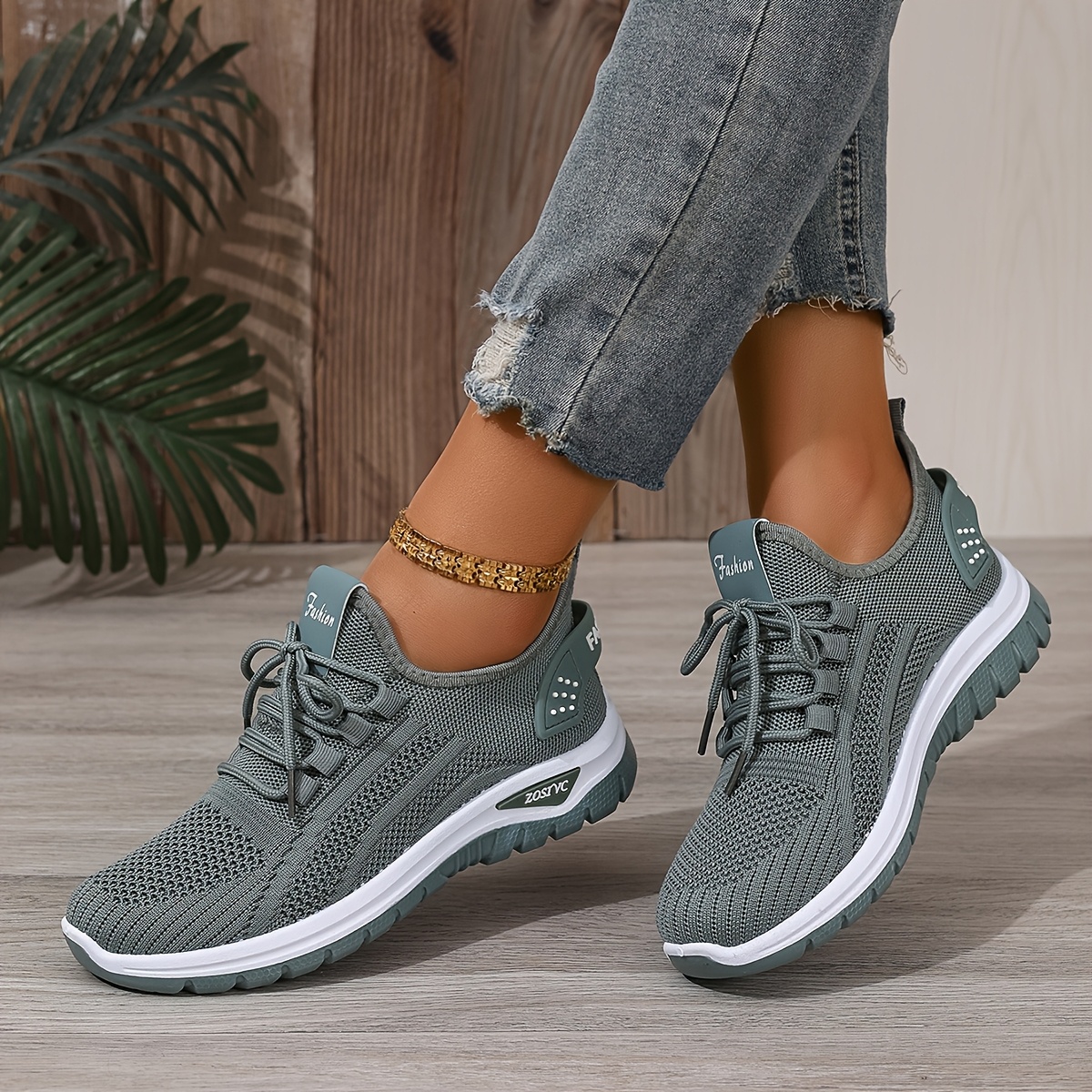 Women's White Breathable Mesh Running Shoes - Comfortable Low-Top Sneakers with Rubber Sole for Travel, Vacation & Casual Wear, Sleek Shoe Design | Cushioned Support