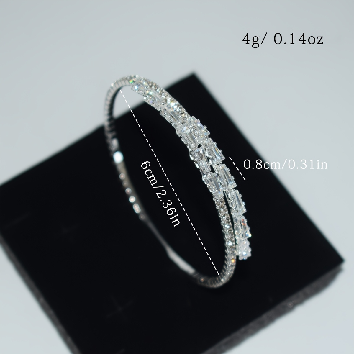 Elegant Cubic Zirconia Bracelet, Silvery-Plated