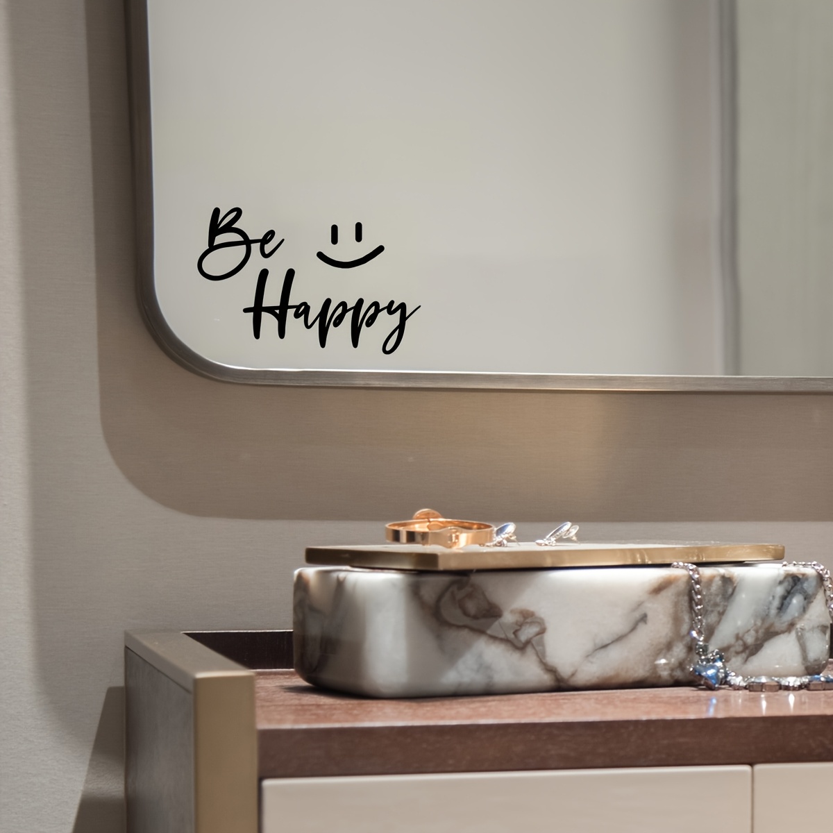" Self-adhesive Bathroom Wall Sticker - Mirror Decal, Modern Irregular Shape Decorative Art, Suitable For Vanity, Countertops, And Home Decor, Fun Font Design, Pvc Material, Gift, Decoration