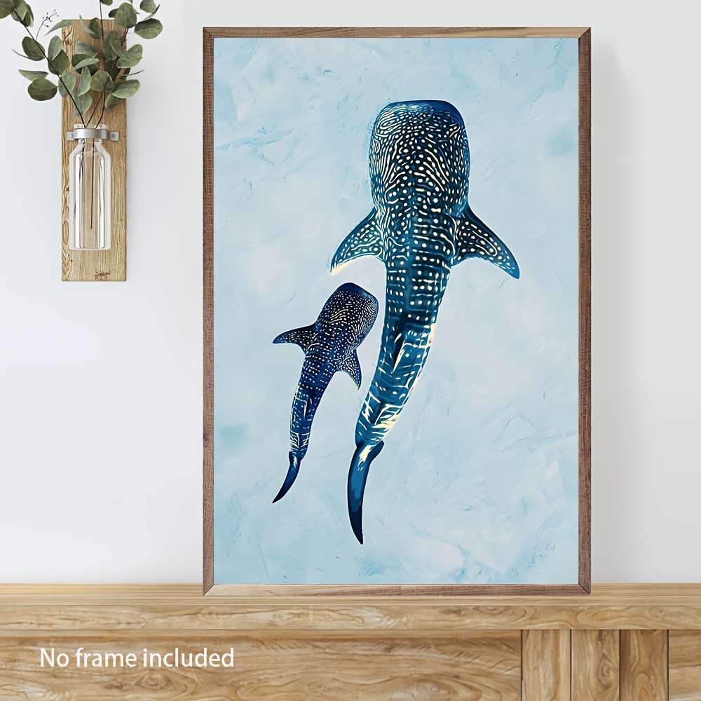 

Whale Shark Mother And Calf Canvas Print, Ocean Themed , , 15.7 X 23.6 Inches, Nautical Decor For Living Room, Bedroom, Dining Room, Office, Cafe, Bar, Garage