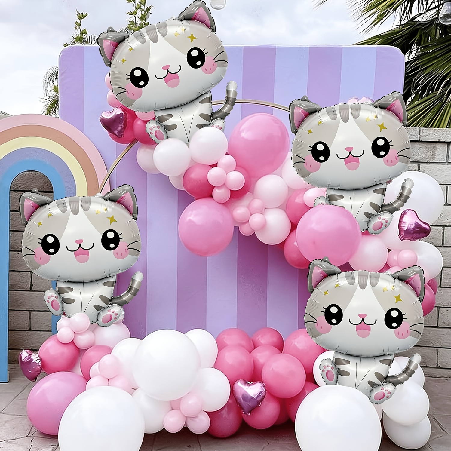 Image of 2/4pcs Cat Balloons, 28 Inch Large Kitty Balloons, Gray White Cat Foil Balloon For Birthday Party Decorations Shower Farm Animal Theme Party Supplies