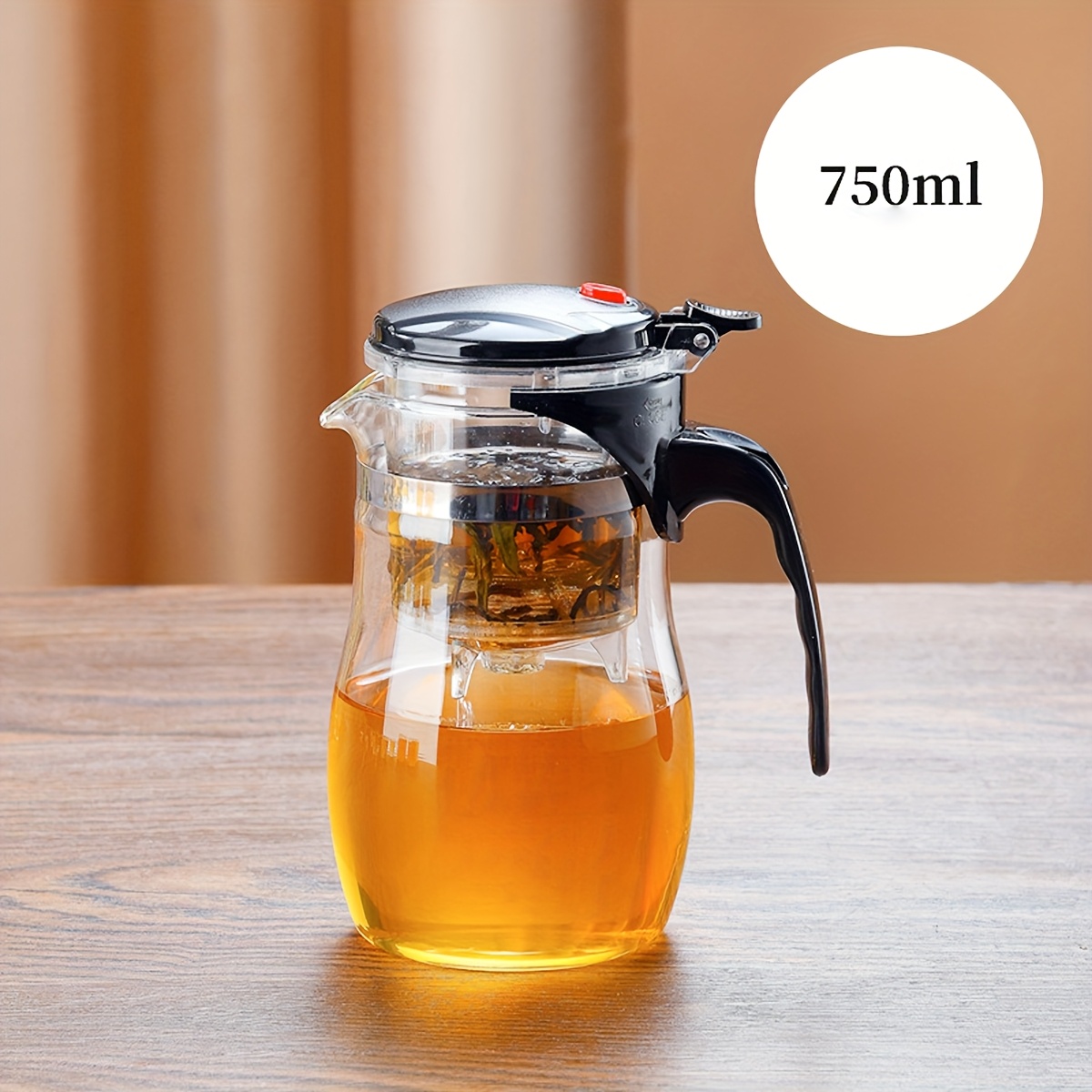 TEMU 1pc Premium Thick Glass Teapot With Infuser Filter - Heat Resistant, Dishwasher Safe, Ideal For Coffee And Loose Leaf Tea, Perfect Gift For ,