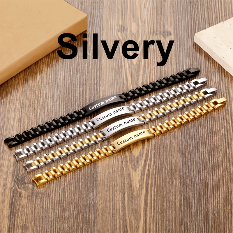 TEMU Bracciale da personalizzato inciso - Braccialetto con incisione di testo personalizzato per un abbigliamento elegante i e regalo di