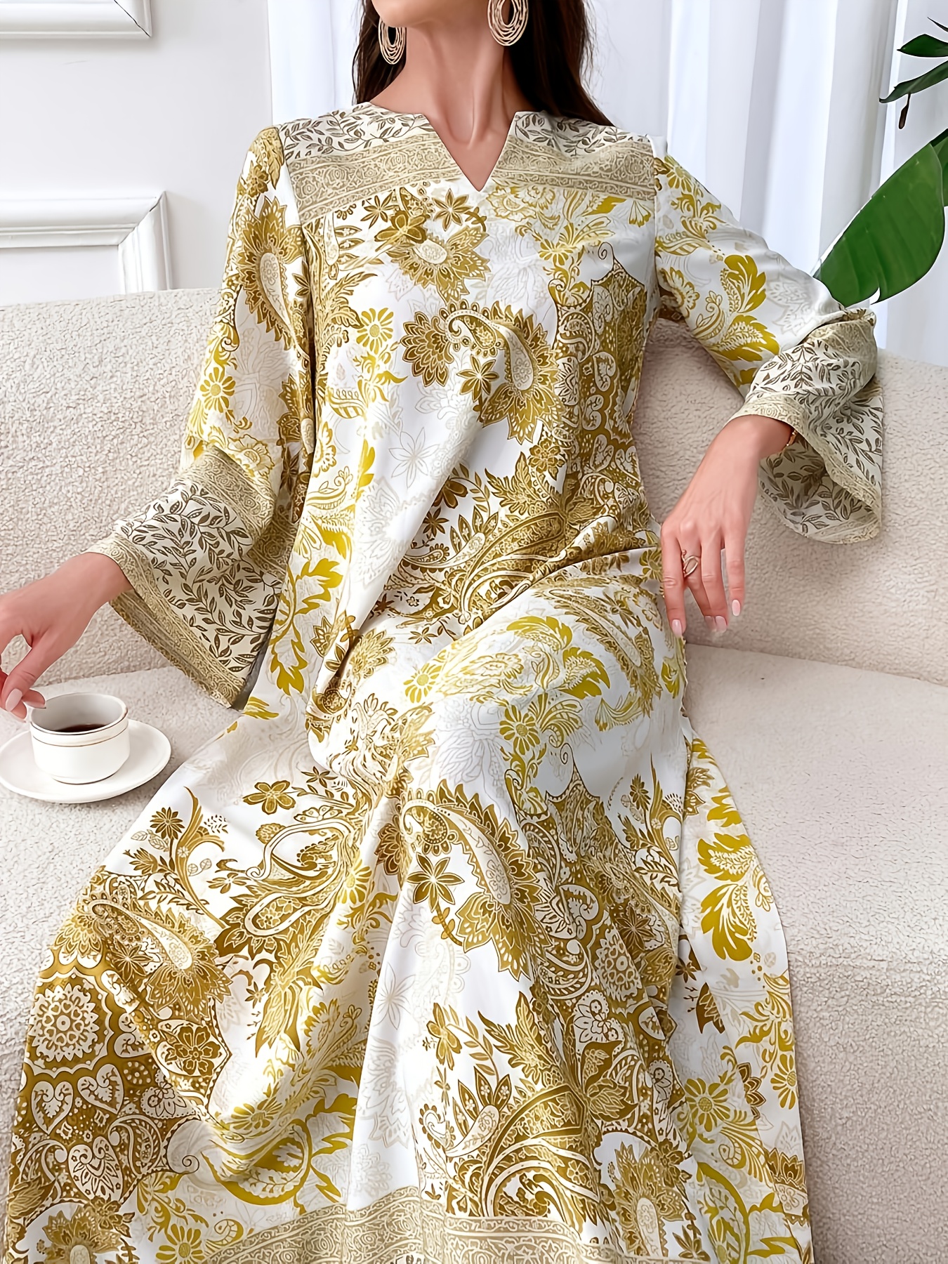 knee length dresses for ladies Nuichan Women's Modest Maxi Dress, Long Sleeve Dress in Chiffon Fabric main image 1