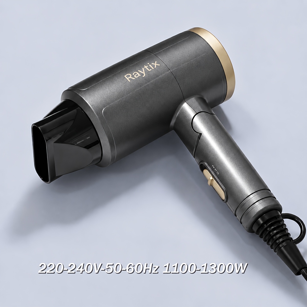 TEMU Foldable Travel Hair Dryer With Magnetic Concentrator Nozzle, Sleek Golden Compact Blow Dryer, Lightweight Portable Styling Dryer For Vacation