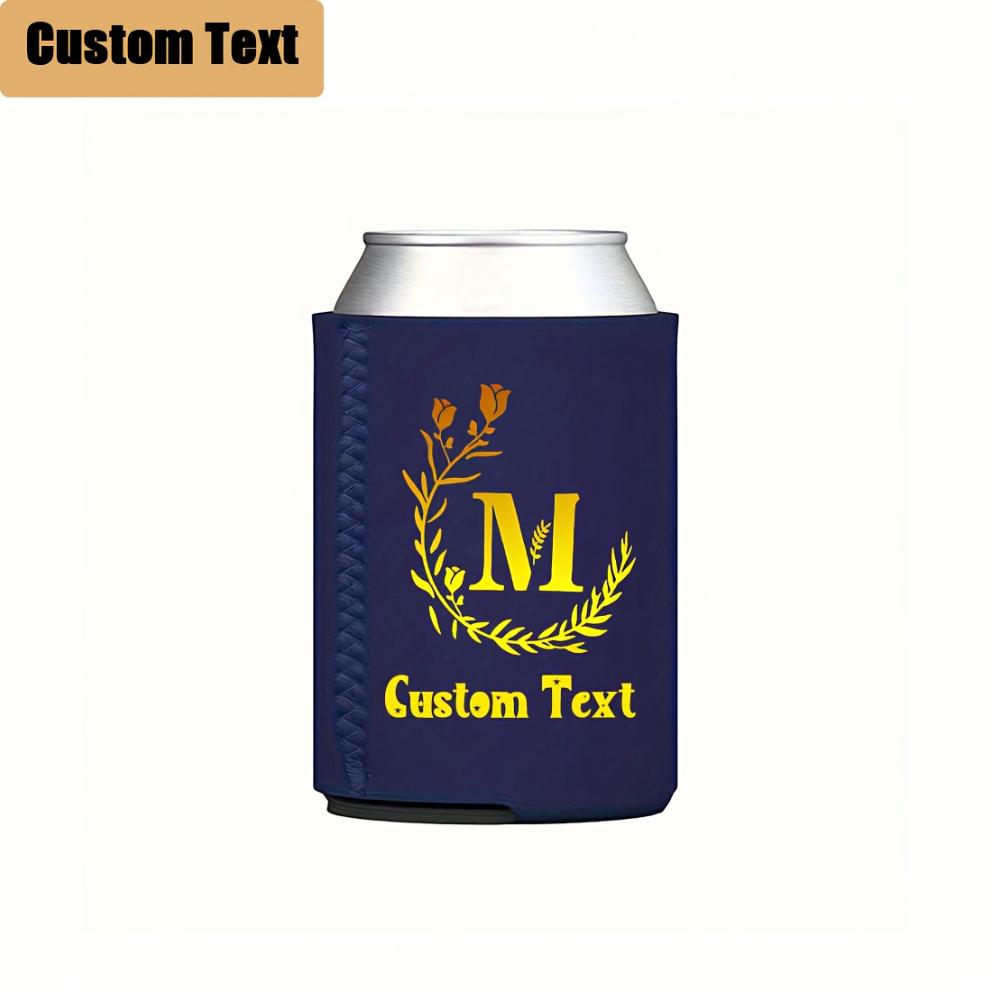 TEMU Custom Beer Can Cooler Covers, A-z Wheat Letter Print Custom, Foldable Reusable Foam Can Cooler Covers, Non-slip Neoprene Can Cooler Covers For