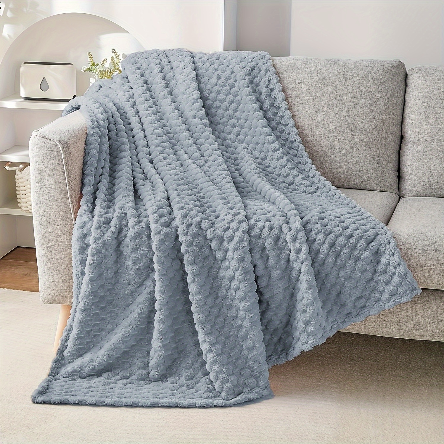 1pc fleece throw blanket for couch 3d stylish fluffy   blanket for bed thick warm large plush sherpa blanket for sofa details 4