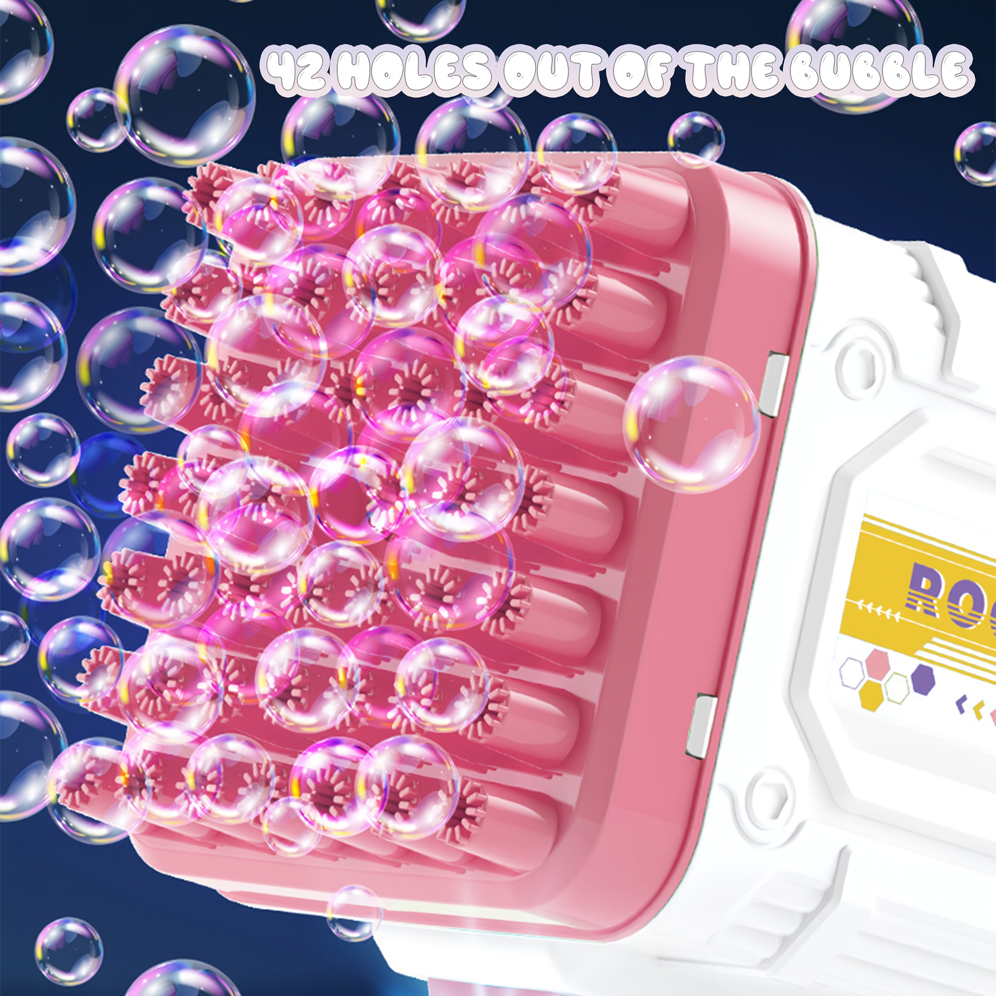 42 Holes Bubble Machine, Colorful Lights bubble gun for Kids(No Bubble Liquid Included), Automatic Bubble Blower Suitable for Parties And Outdoor And Other Multi-Scene Use