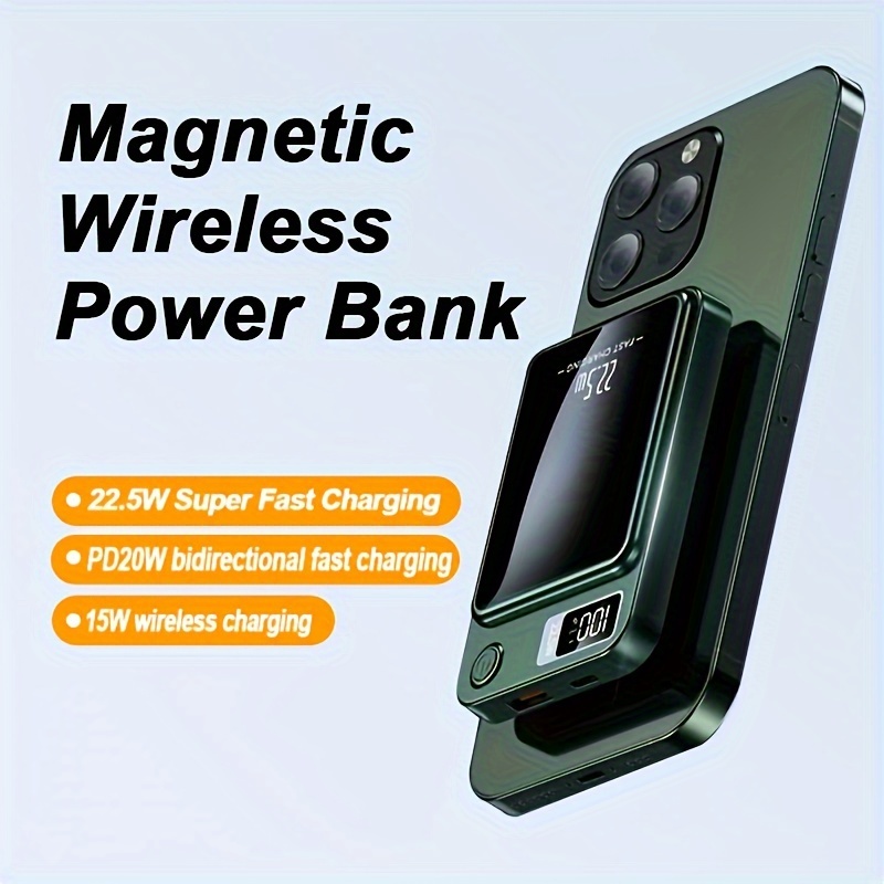 

Magnetic Fast Charging Mobile Power Bank Supports Wireless Charging