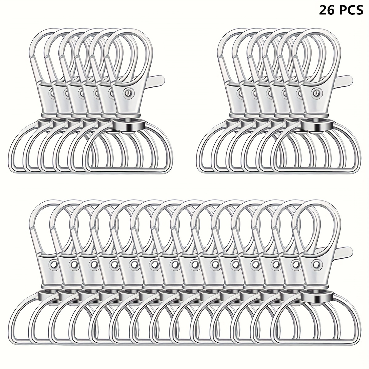 TEMU 26/52 ganci girevoli, ganci per portachiavi, clip ad anello a D, accessori hardware per cordino, adatti per la realizzazione di portachiavi,
