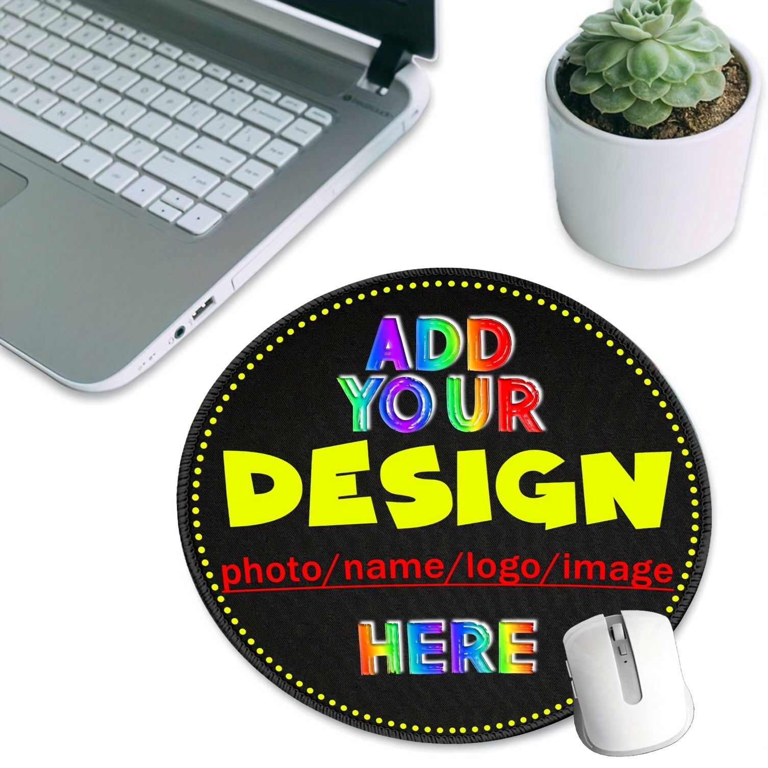 

Personalized Mouse Pad With Custom Photo, Name & Logo - Waterproof Polyester Desk Mat For Gaming And Office Use, Non-slip Rubber Base - Perfect Gift For Men And Women