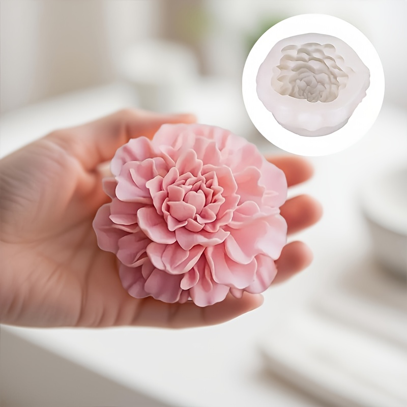 TEMU Silicone Mold For A 3d Simulation Of A Carnation Flower, Perfect For Crafting Candles, Resin, And Gypsum. It Features High,, Is, And Reusable. Great For A Cozy And Romantic Ambiance
