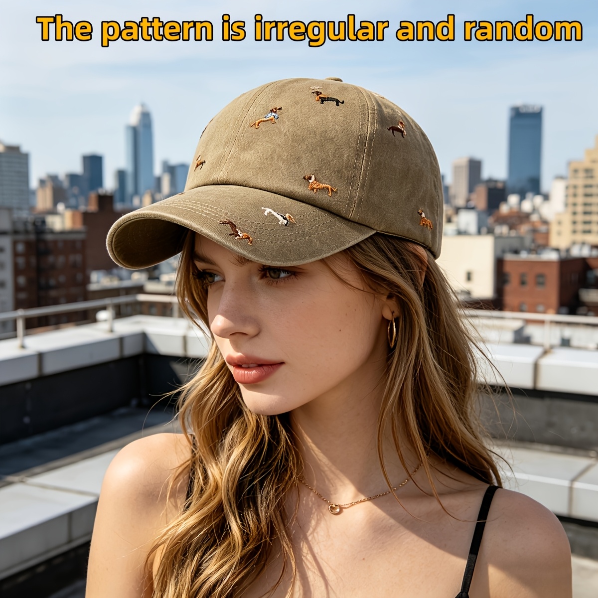 TEMU 1 Casquette de baseball unisexe printemps-été, Broderie chiot, Casquette à calot , Chapeau de baseball rétro délavé, Chapeau de couple tendance