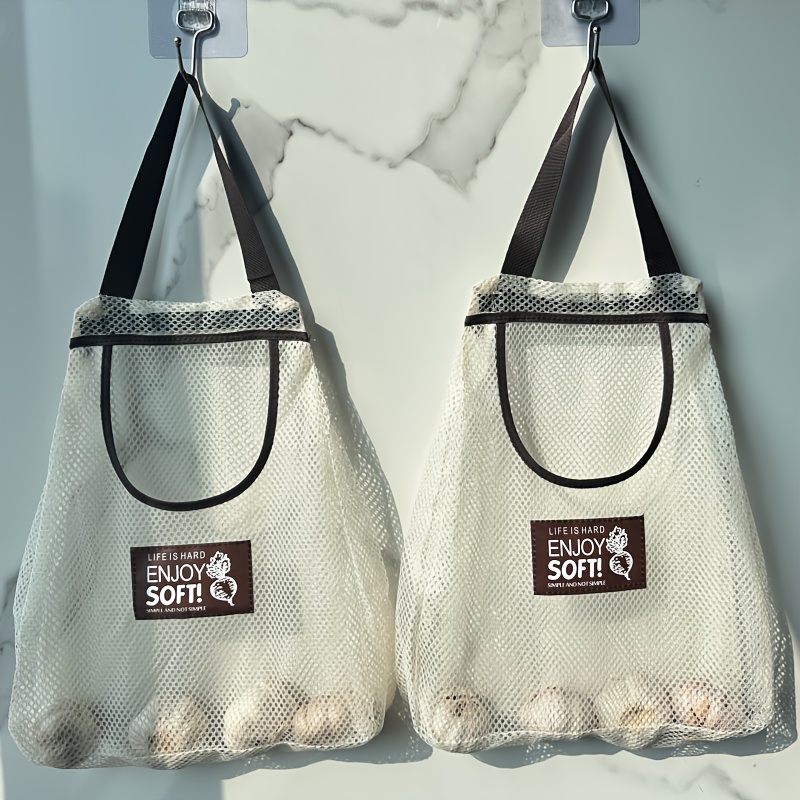 E-shop 2er-Set große Netztaschen, geräumige multifunktionale Aufbewahrungstaschen mit Griffen, geeignet für verschiedene Gegenstände, Wandmontierte