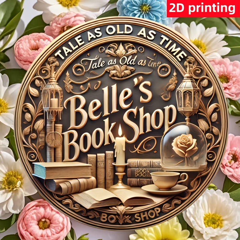 

Vintage "'s Bookshop" 8" Wooden Wall Art - , Easy-to-hang Decor With Intricate Design, Featuring Books & Floral For Home, Office, Bedroom, Kitchen, Bar - Ideal Gift, Book Decor