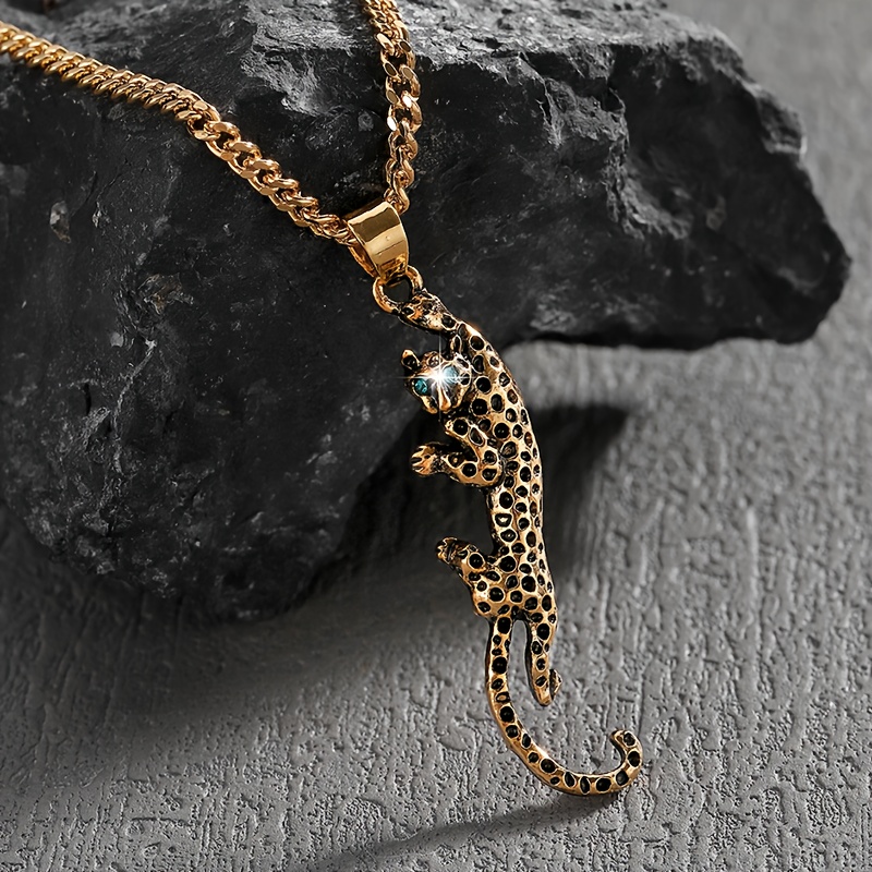 TEMU 1 Collier élégant avec pendentif de léopard, style hip-hop vintage européen/américain, adapté au streetwear pour homme